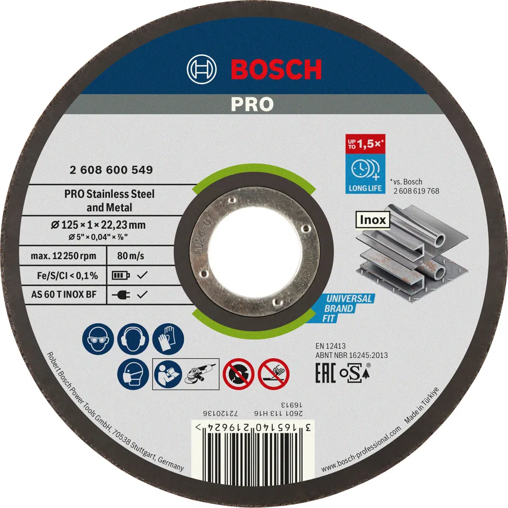 Bosch PRO Stainless Steel and Metal Trennscheibe 125 x 1 x 22,23 mm - 2608600549
