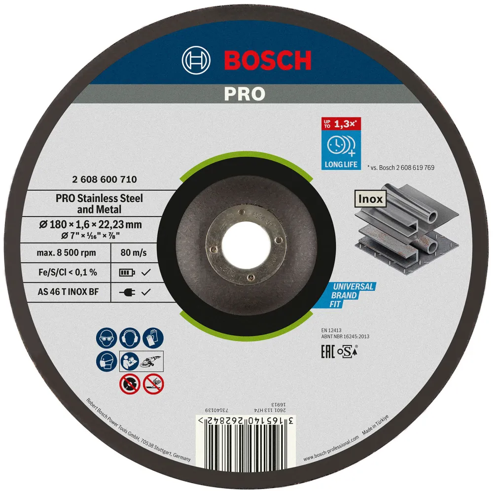 Bosch PRO Stainless Steel and Metal Trennscheibe 180 x 1,6 x 22,23 mm - 2608600710
