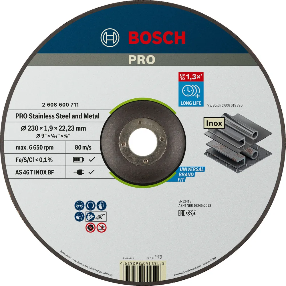 Bosch PRO Stainless Steel and Metal Trennscheibe 230 x 1,9 x 22,23 mm - 2608600711