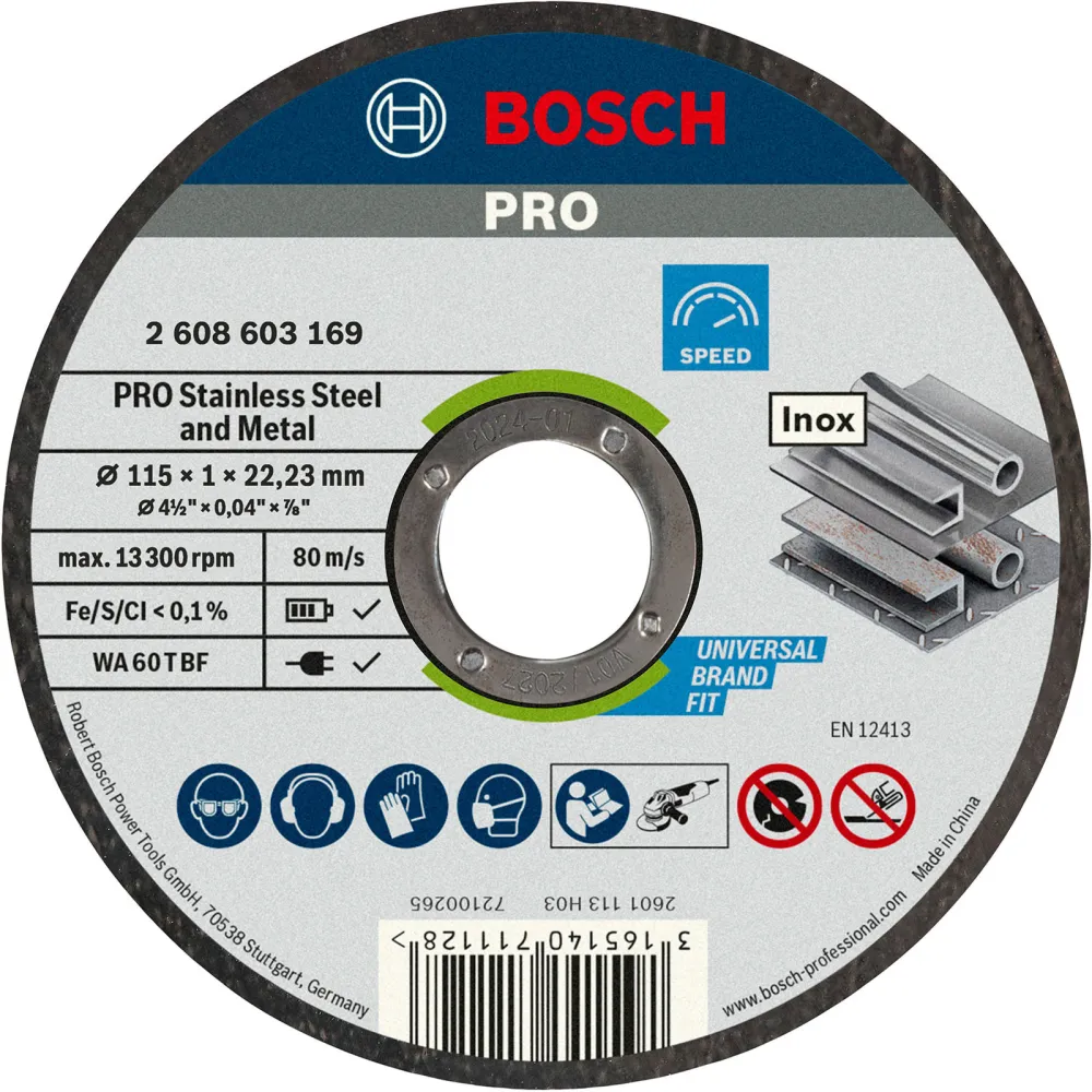 Bosch PRO Stainless Steel and Metal Trennscheibe 115 x 1 x 22,23 mm - 2608603169