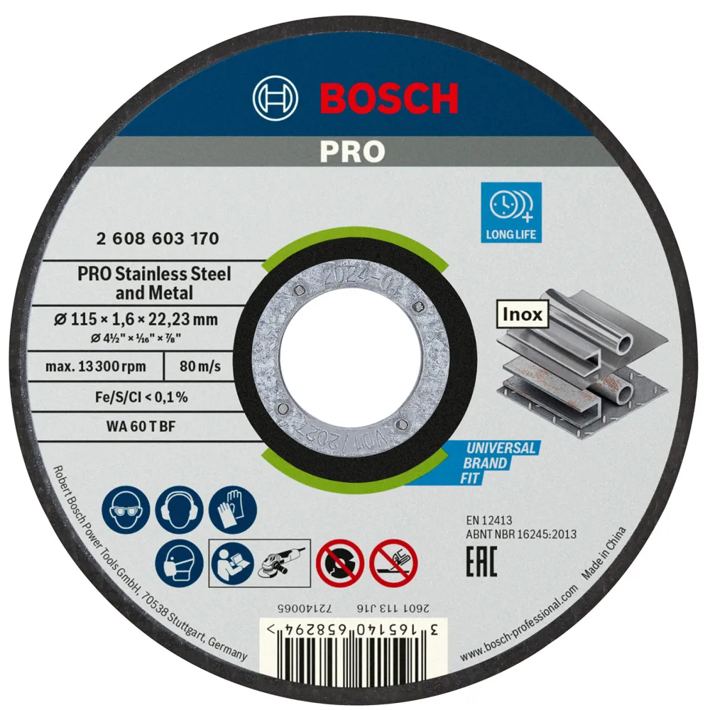 Bosch PRO Stainless Steel and Metal Trennscheibe 115 x 1,6 x 22,23 mm - 2608603170