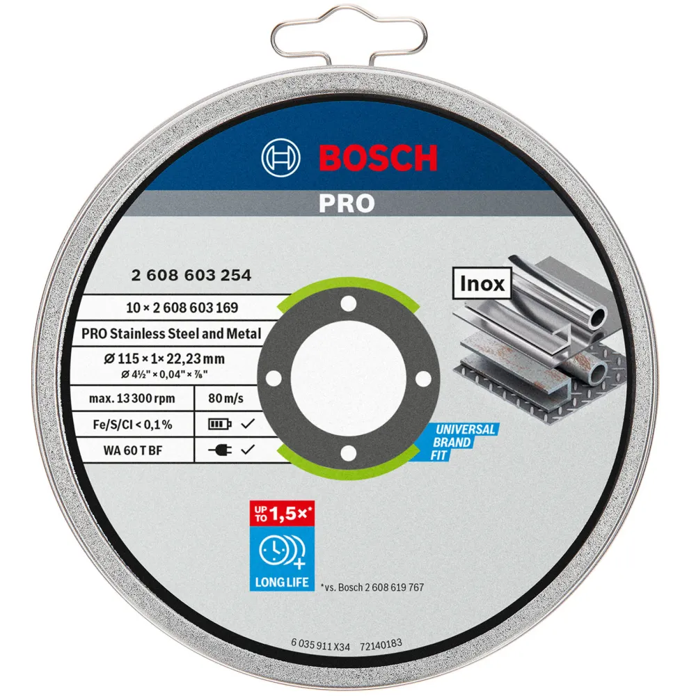 Bosch PRO Stainless Steel and Metal Trennscheibe 115 x 1 x 22,23 mm - 2608603254