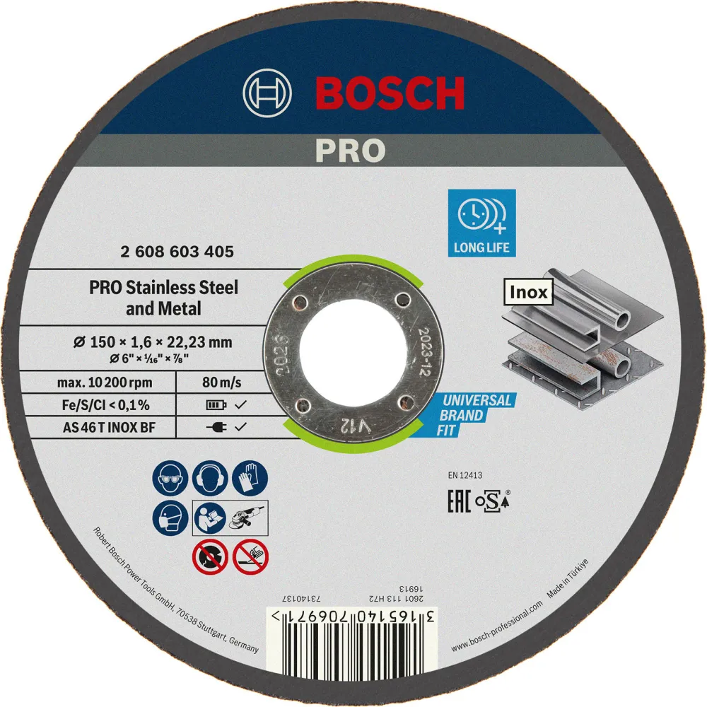 Bosch PRO Stainless Steel and Metal Trennscheibe 150 x 1,6 x 22,23 mm - 2608603405