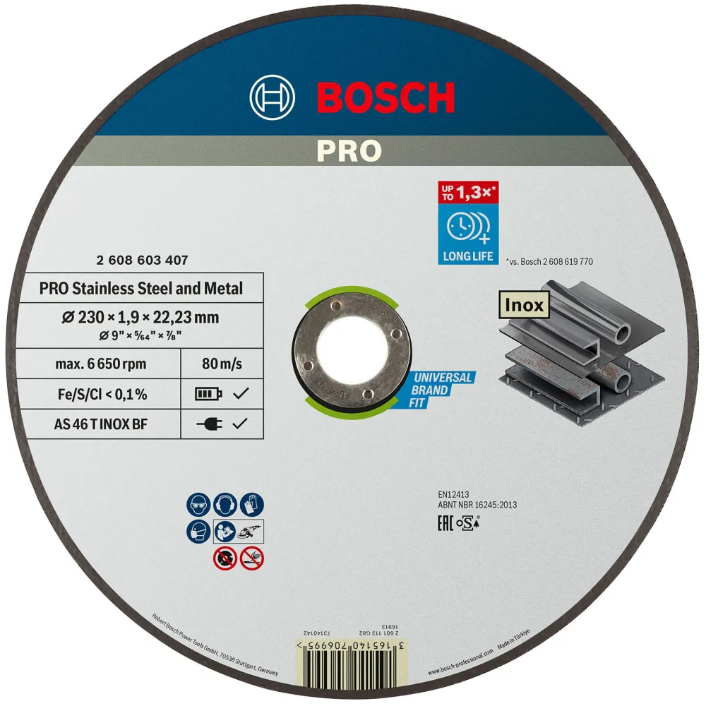 Bosch PRO Stainless Steel and Metal Trennscheibe 230 x 1,9 x 22,23 mm - 2608603407