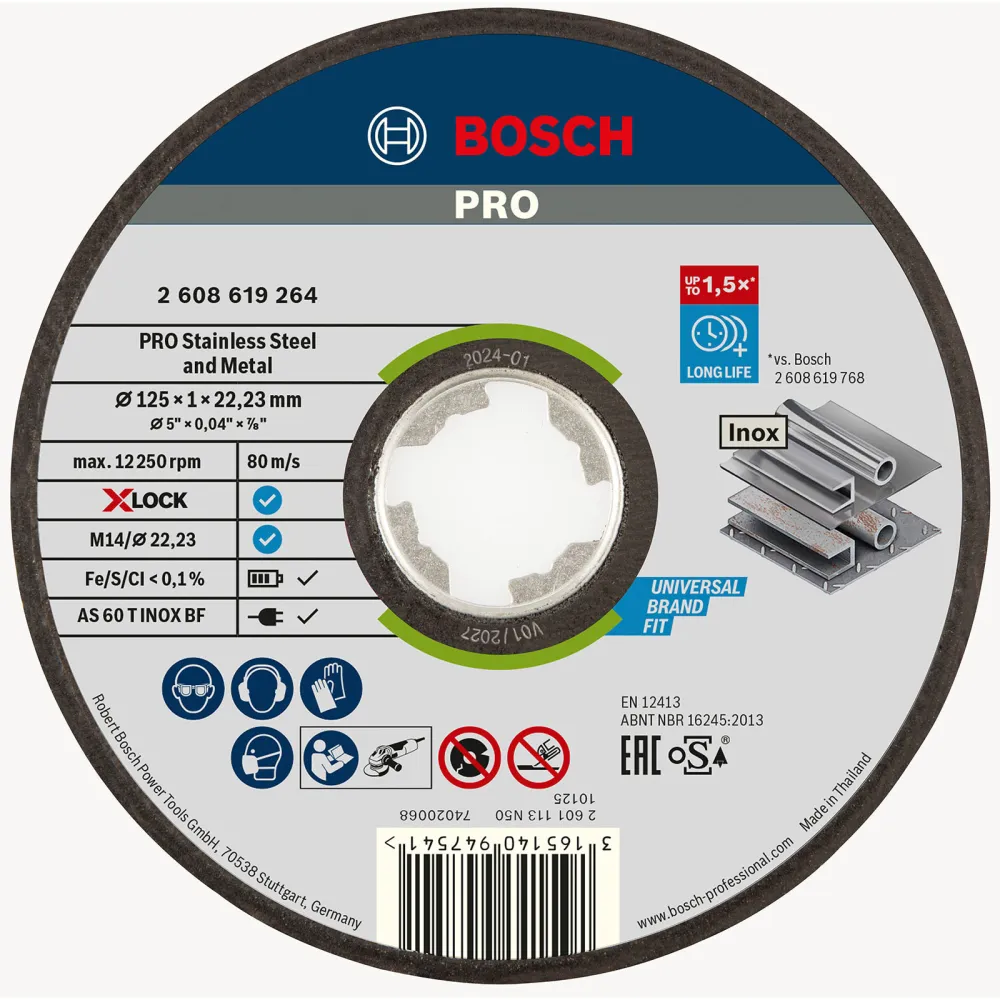 Bosch PRO Stainless Steel and Metal X-Lock Trennscheibe 125 x 1 x 22,23 mm - 2608619264