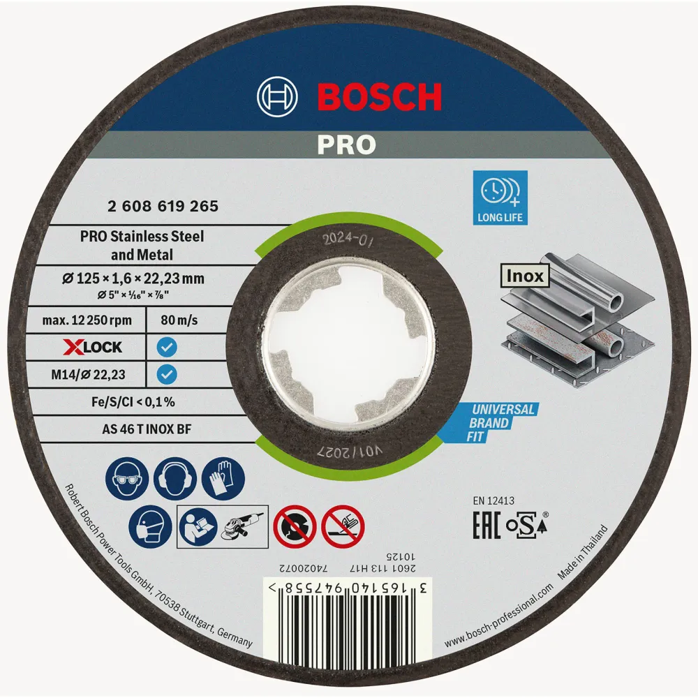 Bosch PRO Stainless Steel and Metal X-Lock Trennscheibe 125 x 1,6 x 22,23 mm - 2608619265