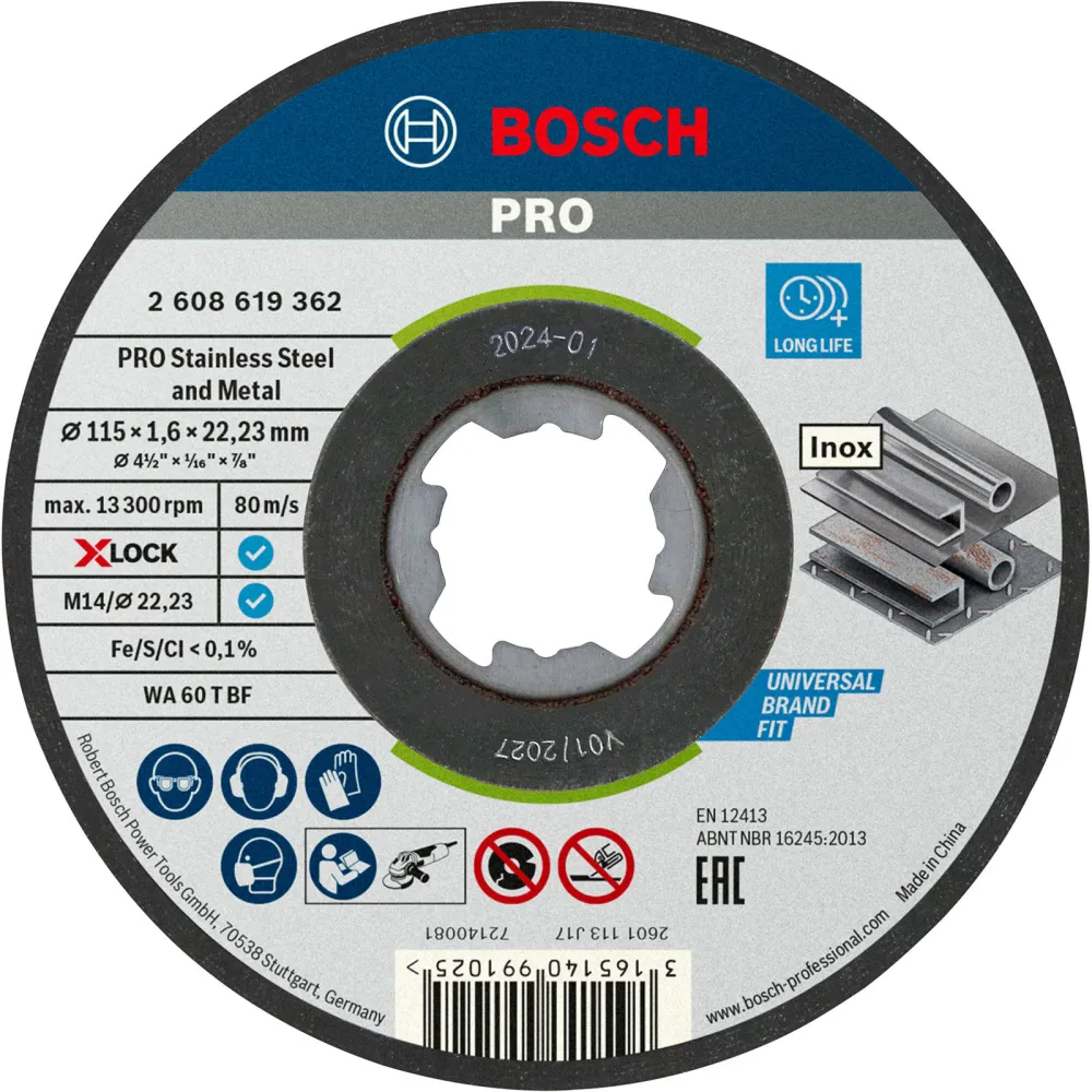 Bosch PRO Stainless Steel and Metal X-Lock Trennscheibe 115 x 1,6 x 22,23 mm - 2608619362
