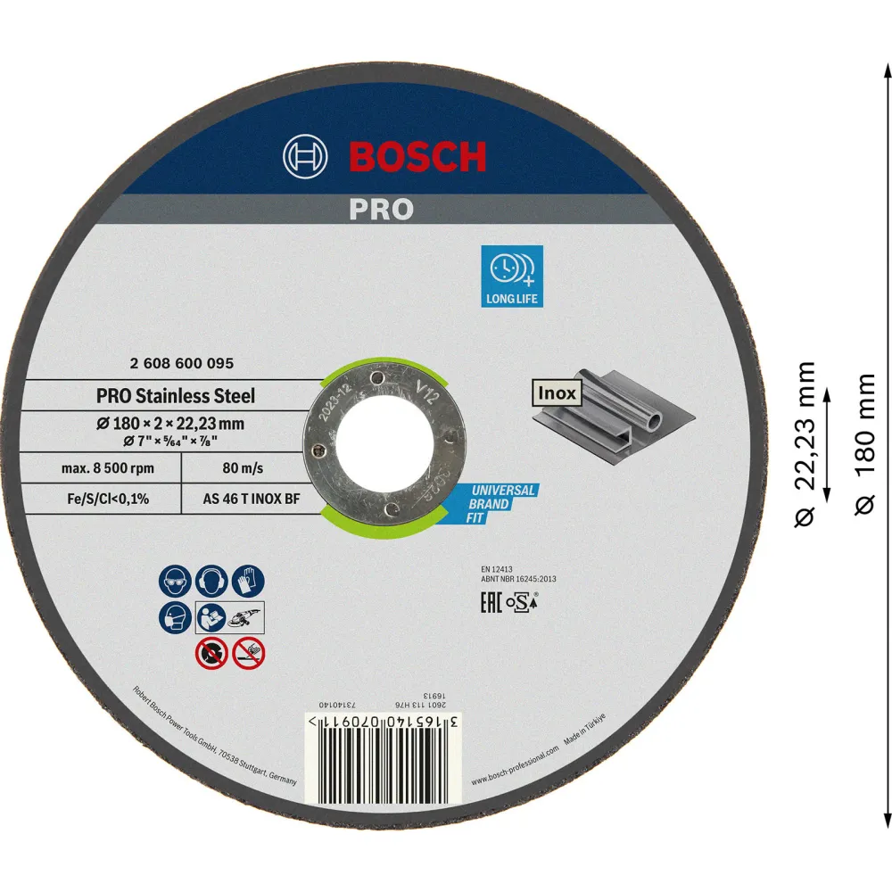 Bosch PRO Stainless Steel Trennscheibe 180 x 2 x 22,23 mm - 2608600095