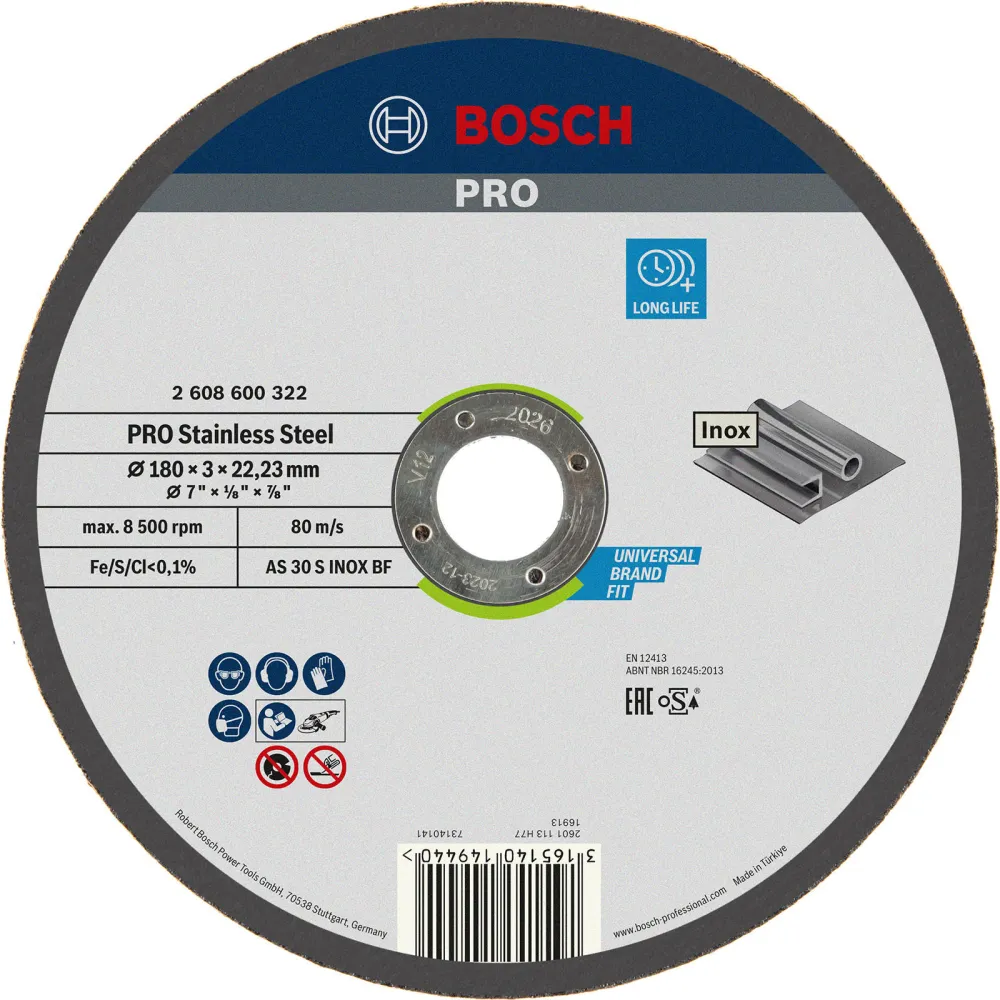 Bosch PRO Stainless Steel Trennscheibe 180 x 3 x 22,23 mm - 2608600322