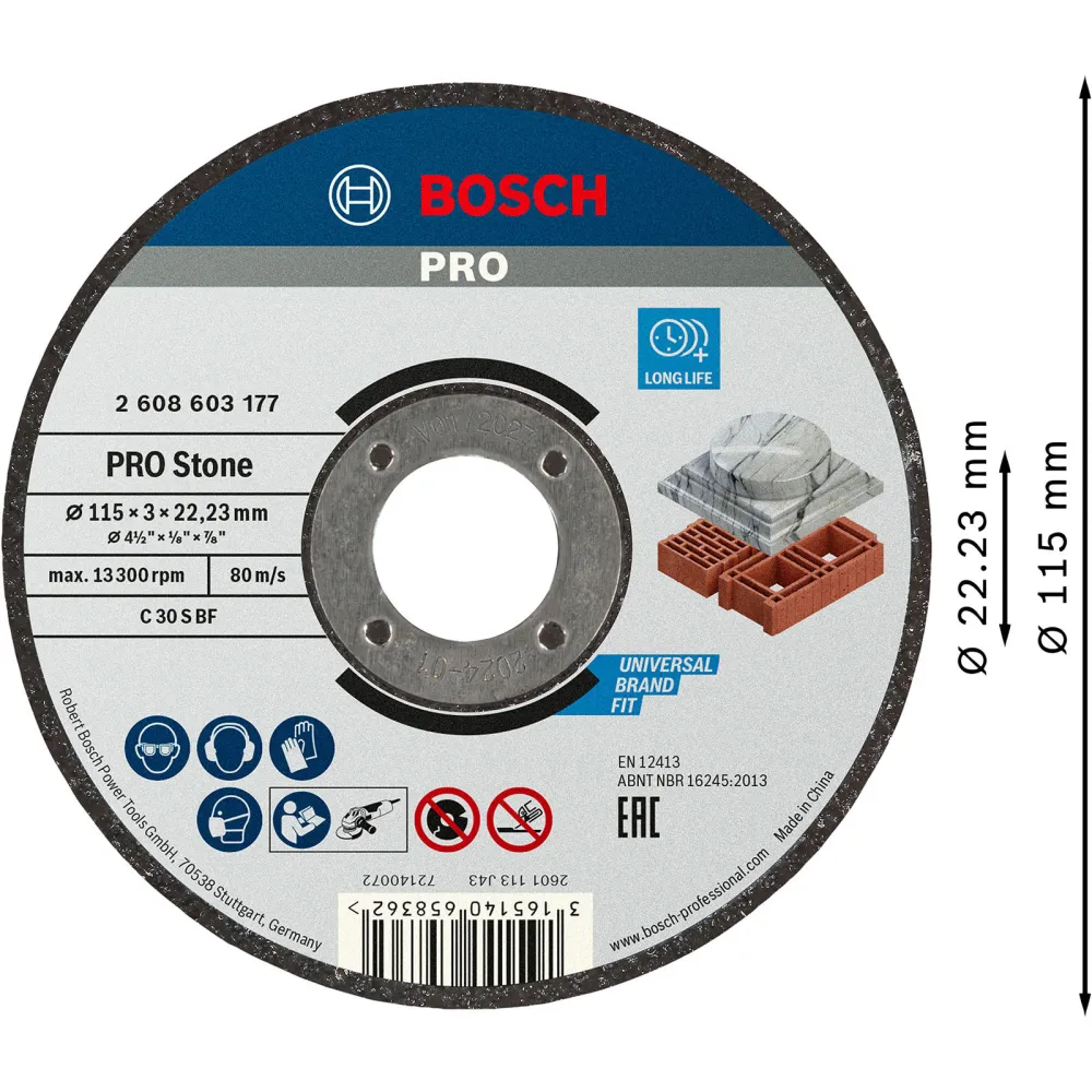 Bosch PRO Stone Trennscheibe 115 x 3 x 22,23 mm - 2608603177