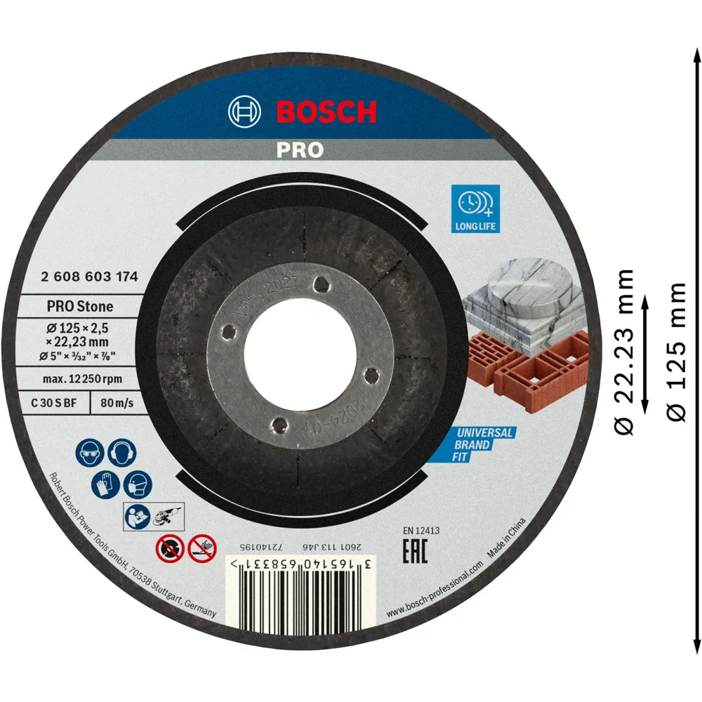 Bosch PRO Stone Trennscheibe 125 x 2,5 x 22,23 mm - 2608603174