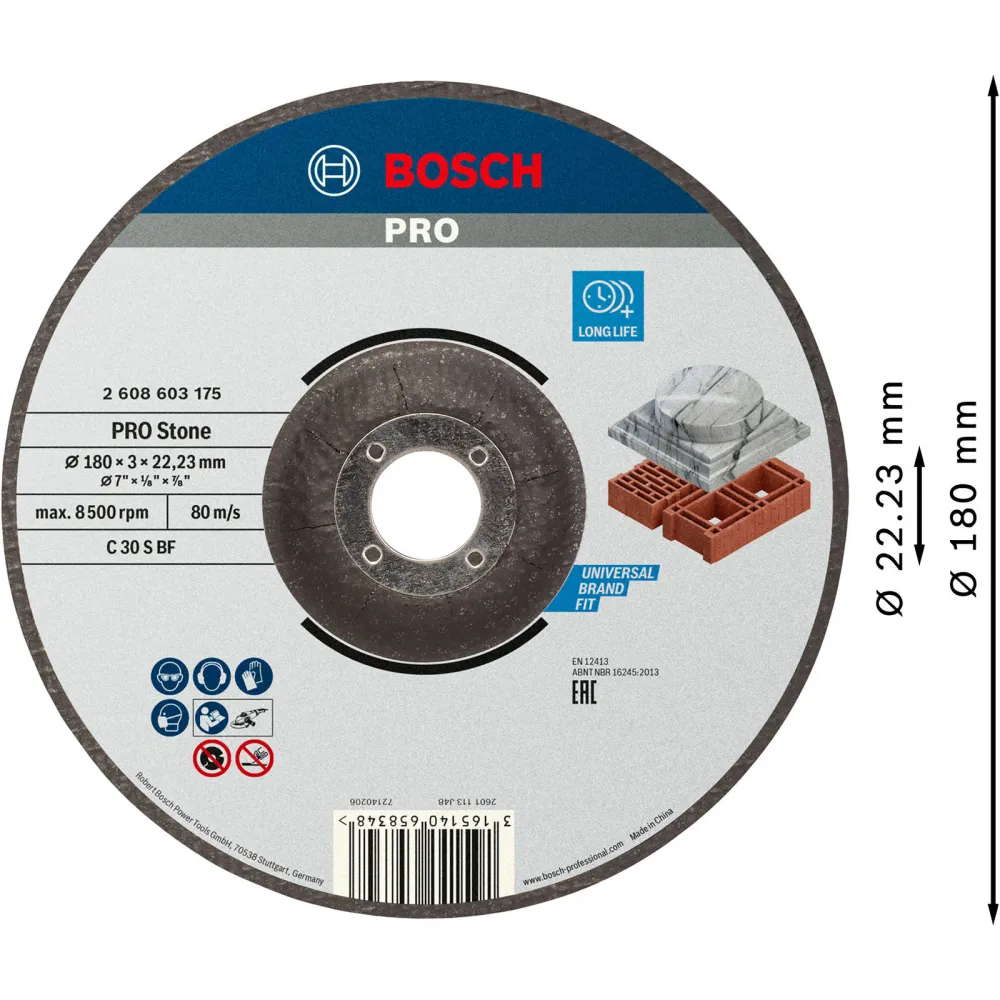 Bosch PRO Stone Trennscheibe 180 x 3 x 22,23 mm - 2608603175