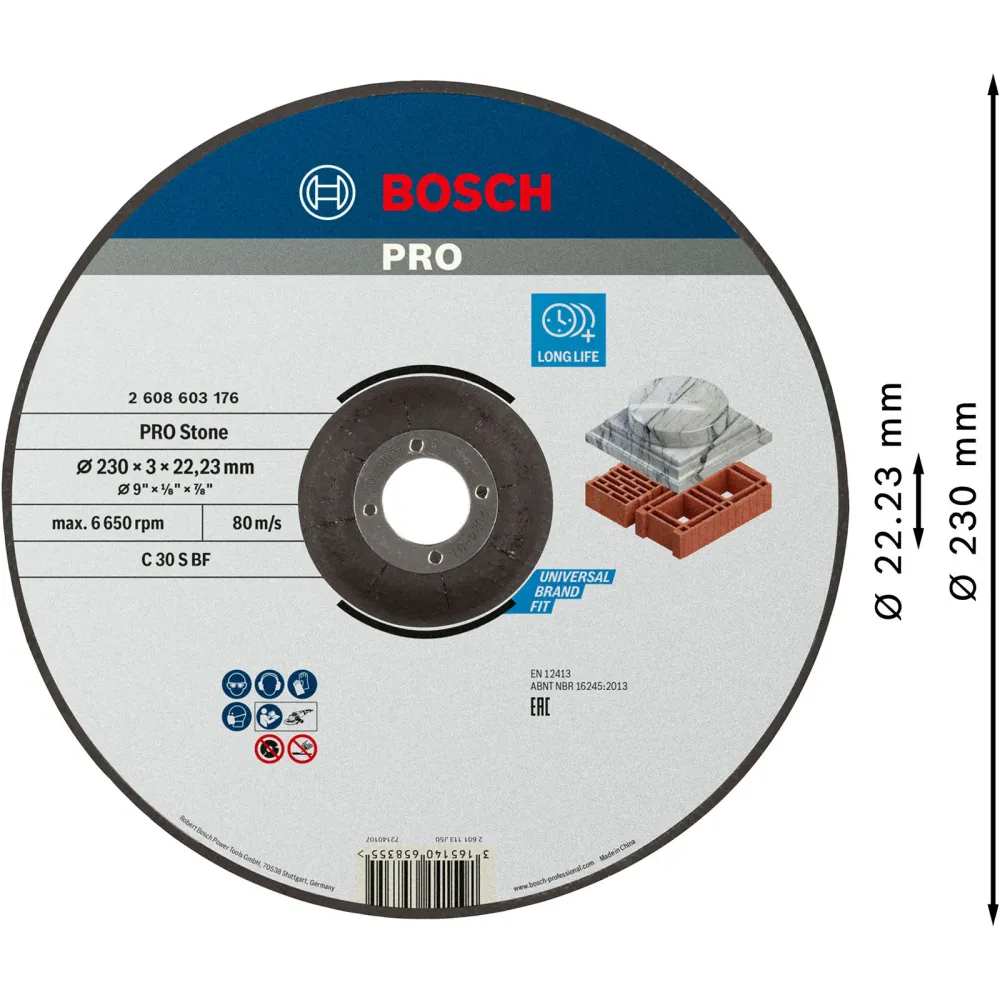Bosch PRO Stone Trennscheibe 230 x 3 x 22,23 mm - 2608603176