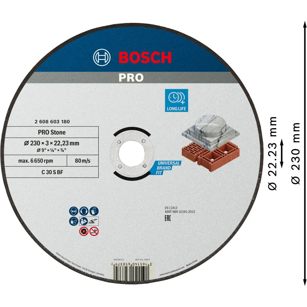 Bosch PRO Stone Trennscheibe 230 x 3 x 22,23 mm - 2608603180