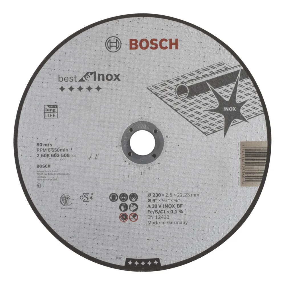 Bosch Trennscheibe gerade Best Inox 30 V INOX BF 230 mm 22,23 mm 2,5 mm - 2608603508