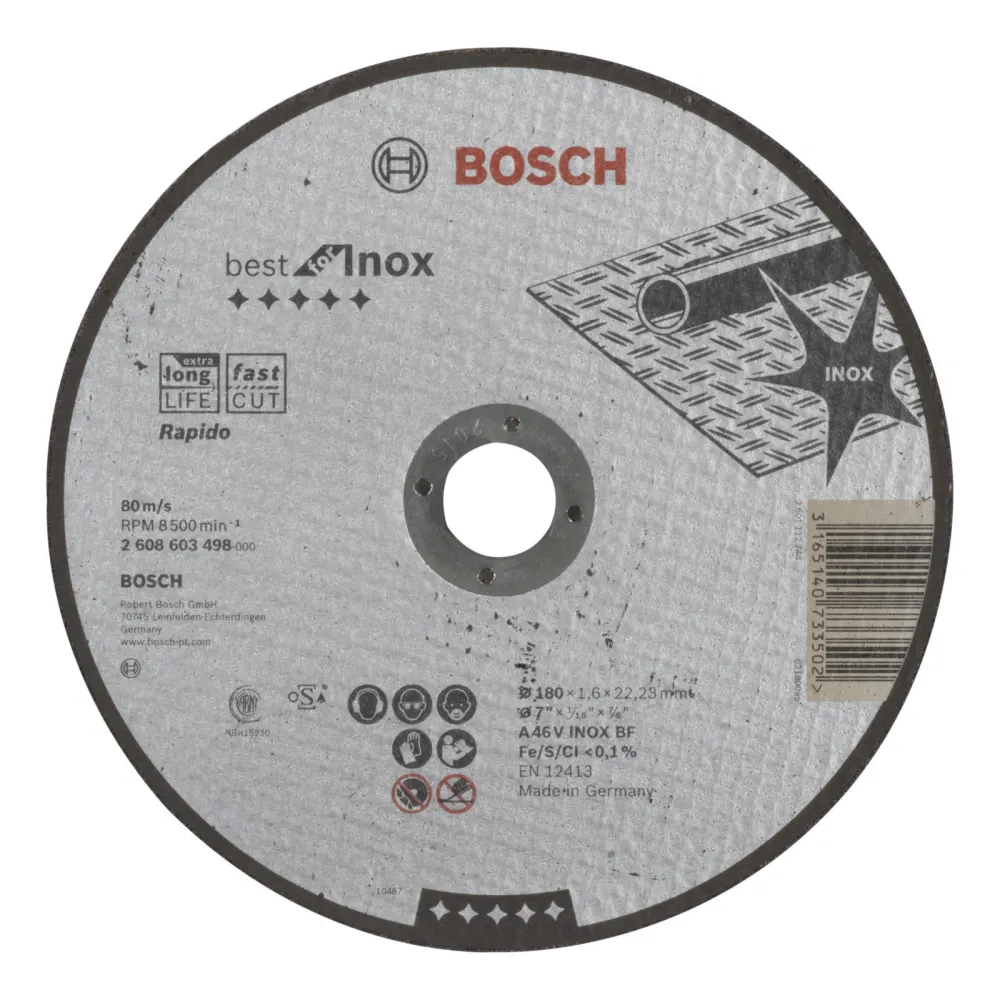 Bosch Trennscheibe gerade Best Inox Rapido 46 V INOX BF 180 mm 22,23 mm 1,6 mm - 2608603498