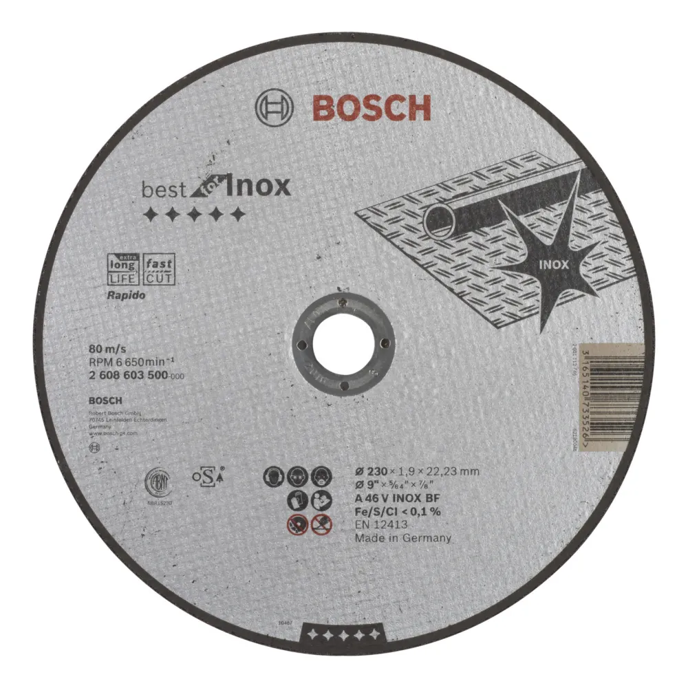 Bosch Trennscheibe gerade Best Inox Rapido 46 V INOX BF 230 mm 22,23 mm 1,9 mm - 2608603500