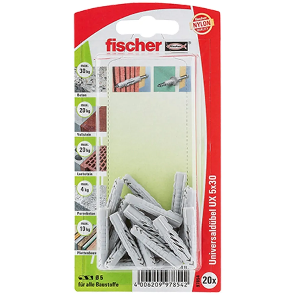 Fischer 20x Universaldübel UX 5x30 - 97854