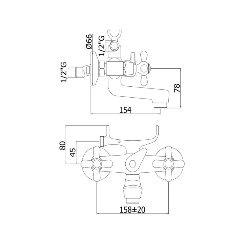 Badewannengarnitur mit Handbrause Serie Iris Modell IRV025CR verchromt Paffoni