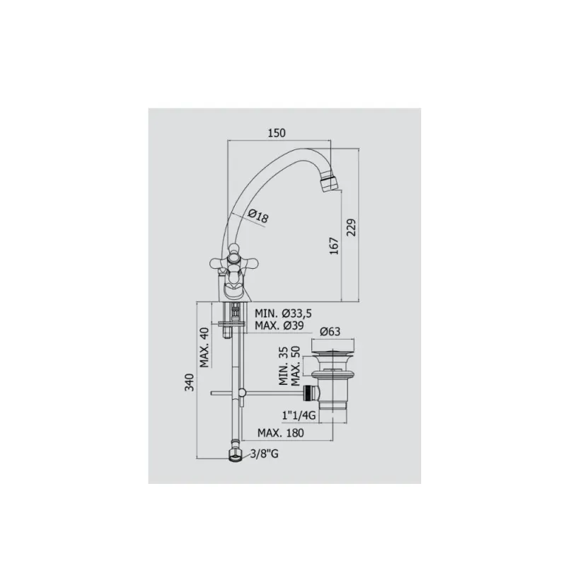 Einloch-Waschbeckenarmatur drehbar Serie Iris Modell IRV077BR Kupferbraun Paffoni