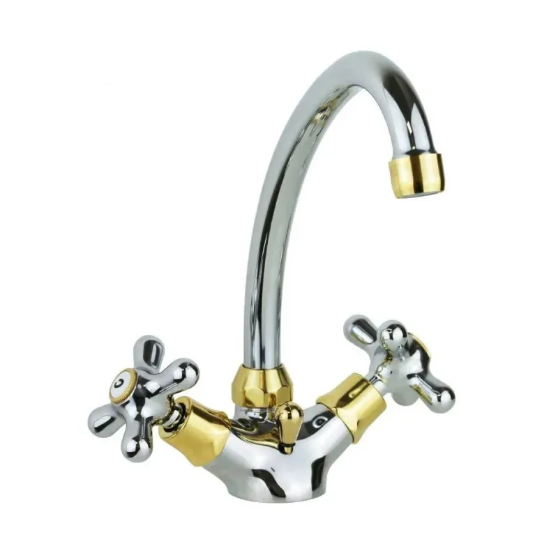 Einloch-Waschbeckenarmatur drehbar Serie Iris Modell IRV077CO verchromt golden Paffoni