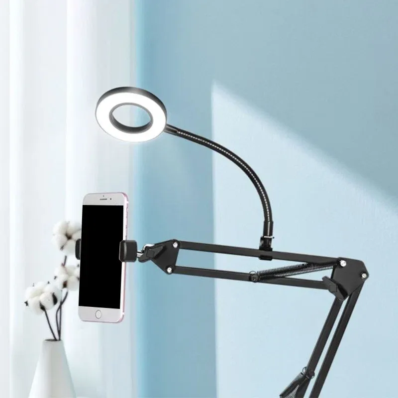 Metallring-Waschtischbeleuchtung. Zeitgenössische LED-Einbauleuchte mit schwarzer Füllung und verstellbarem Arm