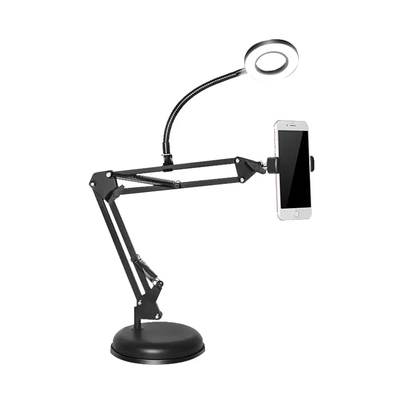Metallring-Waschtischbeleuchtung. Zeitgenössische LED-Einbauleuchte mit schwarzer Füllung und verstellbarem Arm