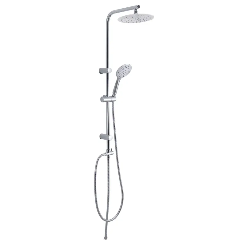 Verstellbare Duschsäule mit rundem Duschkopf und Handbrause mit 3 Strahlarten von Gedy Modell Mühelos 01 - Chrom/Weiß