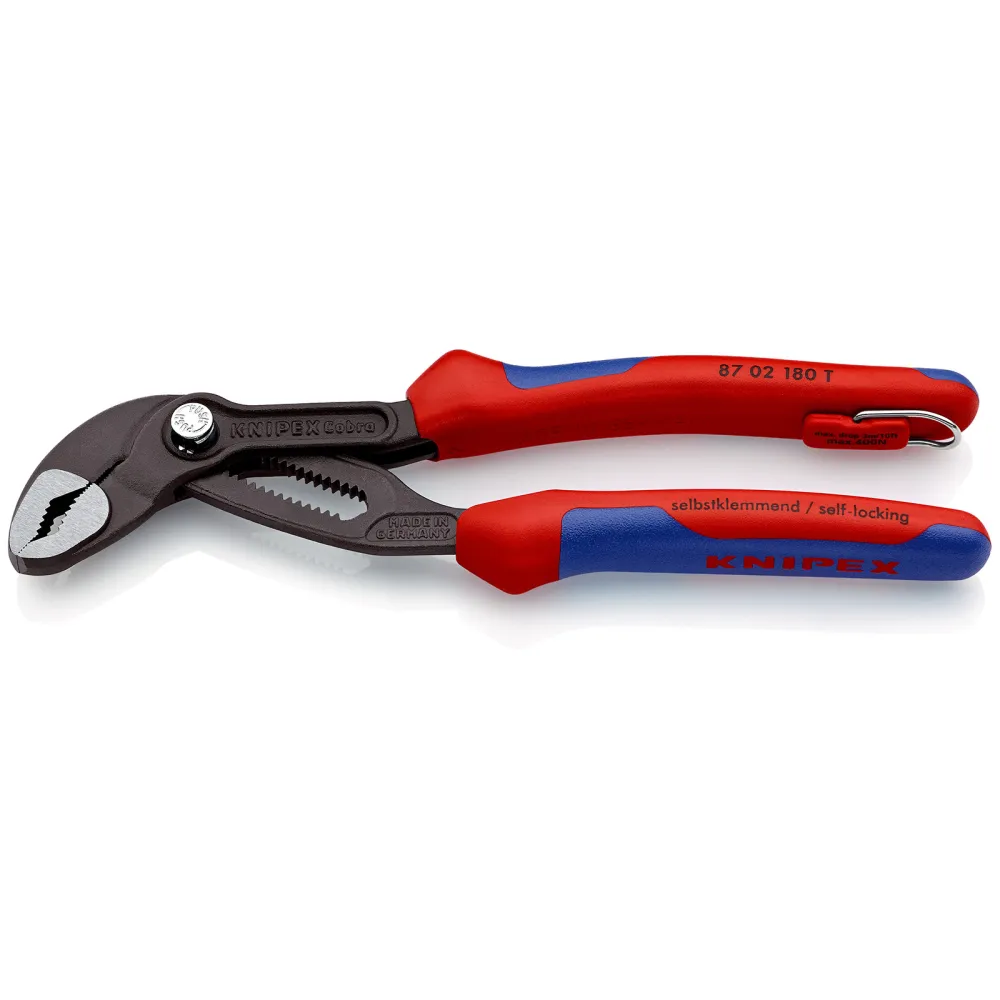Knipex Cobra® mit Befestigungsöse grau atramentiert, mit Mehrkomponenten-Hüllen, mit integrierter Befestigungsöse zum Anbr...