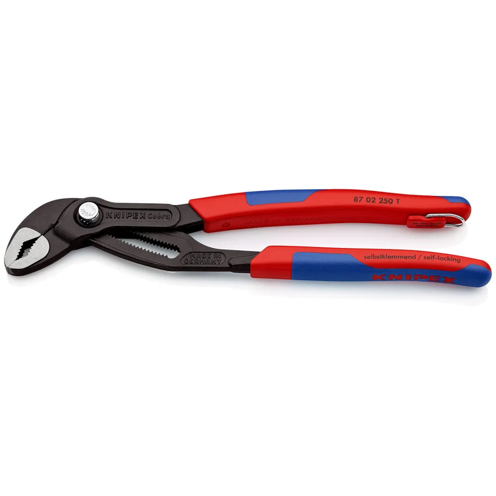 Knipex Cobra® mit Befestigungsöse grau atramentiert, mit Mehrkomponenten-Hüllen, mit integrierter Befestigungsöse zum Anbr...