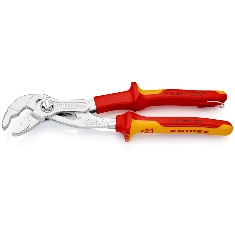 Knipex Cobra® WaPu isoliert m. Befestigungsöse verchromt, isoliert mit Mehrkomponenten-Hüllen, VDE-geprüft; mit integriert...