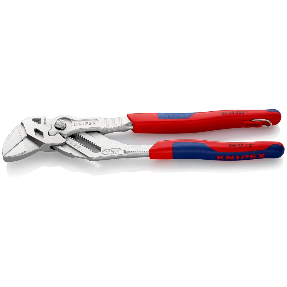 Knipex Zangenschlüssel m Befestigungsöse verchromt, mit Mehrkomponenten-Hüllen, mit integrierter Befestigungsöse zum Anbri...