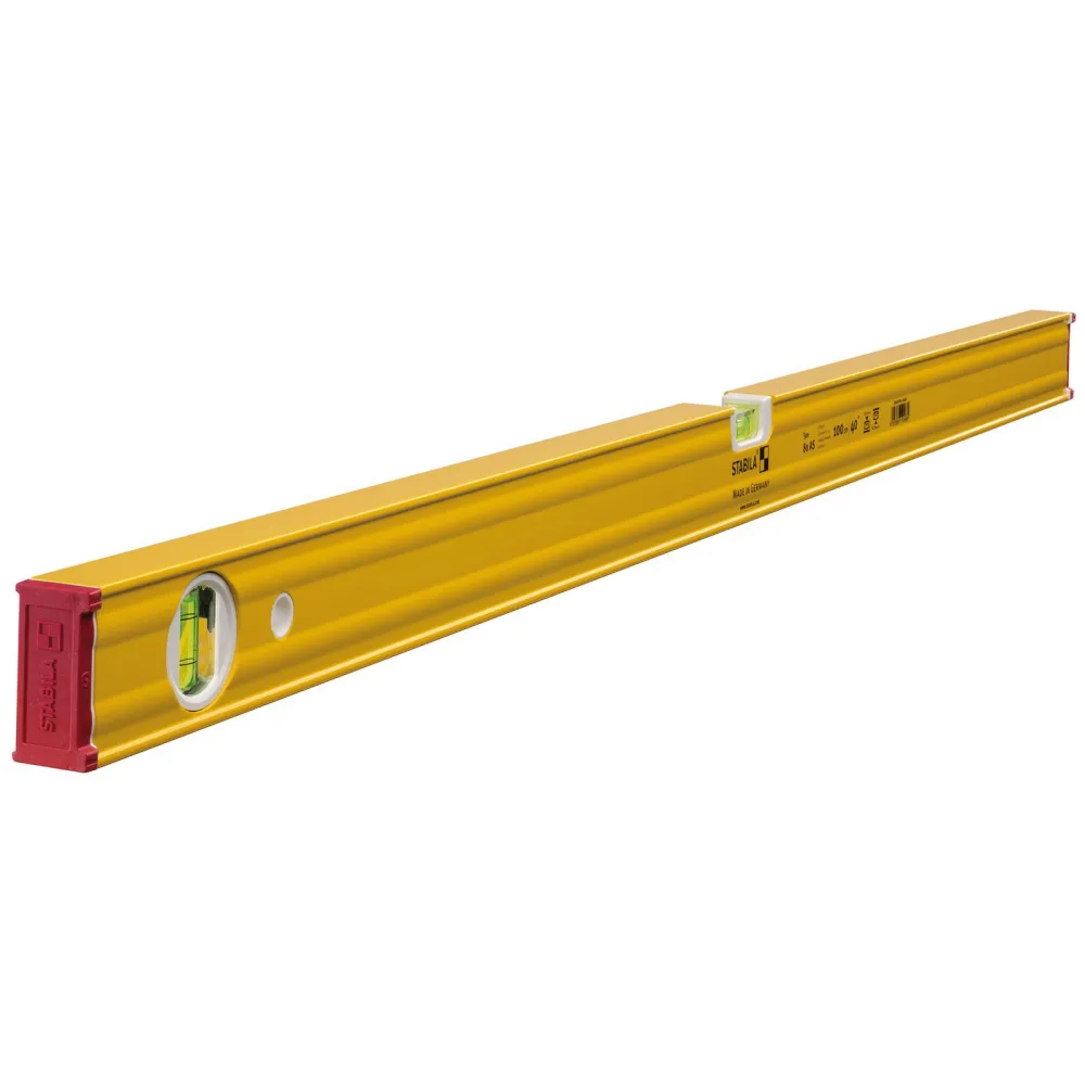STABILA Wasserwaage Type 80 AS, 100 cm, verstärktes Alu-Profil, 1 Horizontal-Libelle, 1 Vertikal-Libelle, integrierte Ruts...