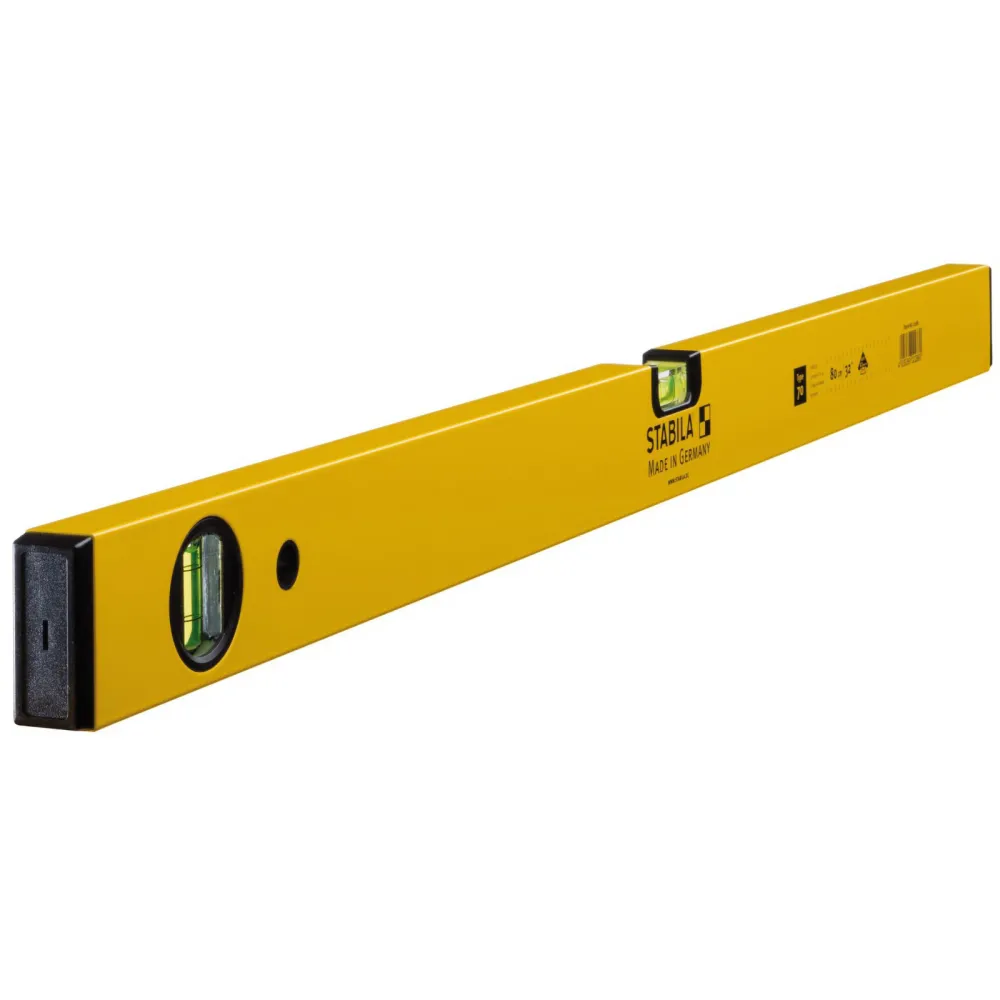 STABILA Wasserwaage Type 70, 80 cm, leichtes Alu-Profil, 1 Horizontal-Libelle, 1 Vertikal-Libelle, Made Germany - 02286