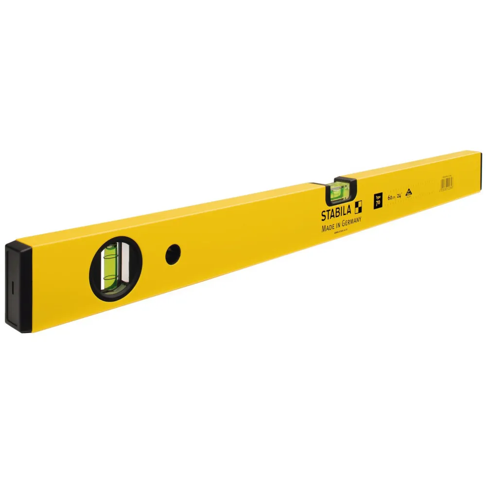 STABILA Wasserwaage Type 70, 80 cm, leichtes Alu-Profil, 1 Horizontal-Libelle, 1 Vertikal-Libelle, Made Germany - 02286