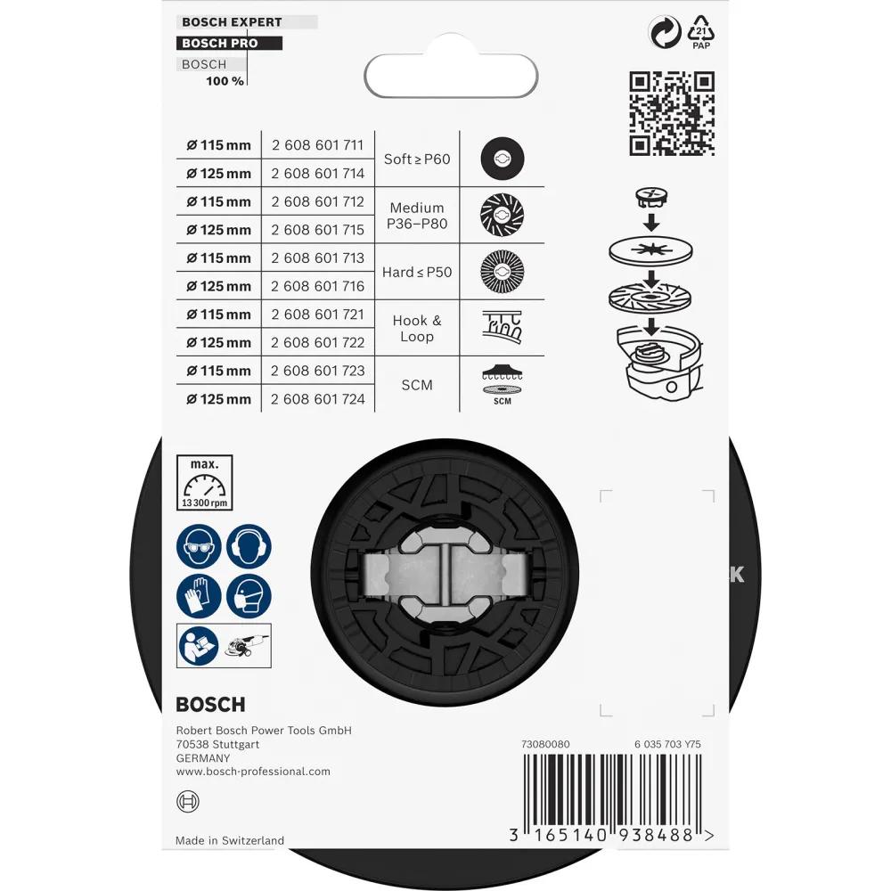 Bosch PRO Backing Pad X-Lock mittel 115 mm mittel - 2608601712