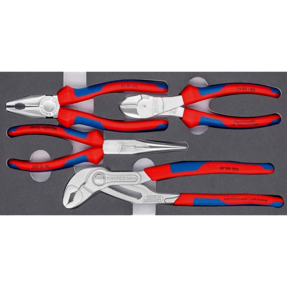 Knipex Zangen-Set Basic Chrom 4tlg. Schaumstoffeinlage - 002001V17