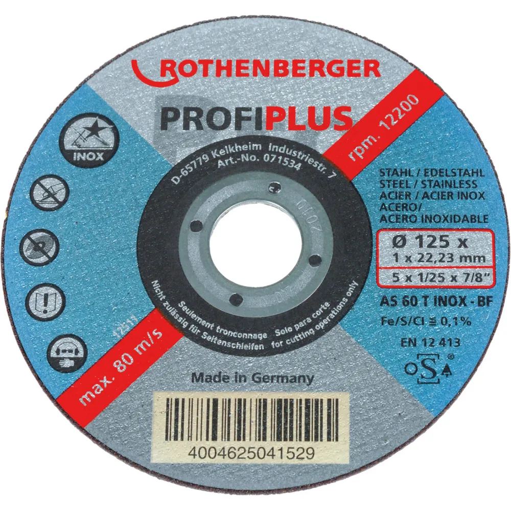ROTHENBERGER Trennscheibe INOX PROFI PLUS (125×1×22), 10 Stück - 071534D